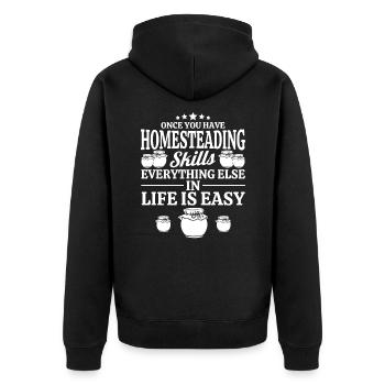 Fähigkeiten eines Selbstversorgers Einmachen Gesch - Unisex Premium Bio Zip Hoodie - Schwarz - Hinten - Nico (187cm)