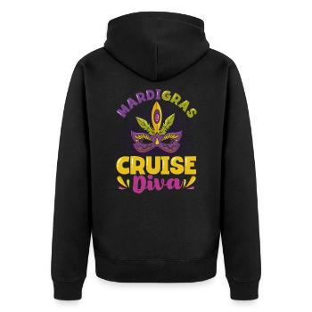 Mardigras Kreuzfahrt Diva Mardi Gras Geschenk - Unisex Premium Bio Zip Hoodie - Schwarz - Hinten - Nico (187cm)