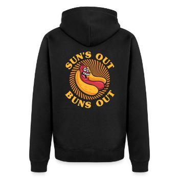 Sun is out of bun Hot Dog Gift - Unisex Premium Organic Zip Hoodie - black - Back - Nico (187cm)