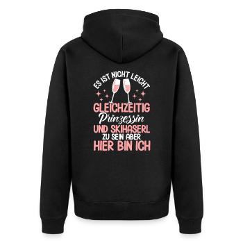 Apres Ski Es Ist Nicht Leicht Prinzessin Skihaserl - Unisex Premium Bio Zip Hoodie - Schwarz - Hinten - Nico (187cm)