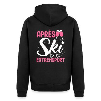Apres Ski Après Ski Ist Ein Extremsport Geschenk - Unisex Premium Bio Zip Hoodie - Schwarz - Hinten - Nico (187cm)