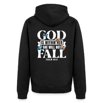 Bible Verse Inspirational Jesus God Gift - Unisex Premium Organic Zip Hoodie - black - Back - Nico (187cm)