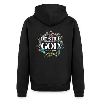 Inspiring Christian Religious Gift - Unisex Premium Organic Zip Hoodie - black - Back - Nico (187cm)