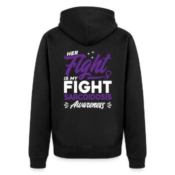 Sarkoidose Überlebender Sarkoidose Unterstützung S - Unisex Premium Bio Zip Hoodie - Schwarz - Hinten - Nico (187cm)