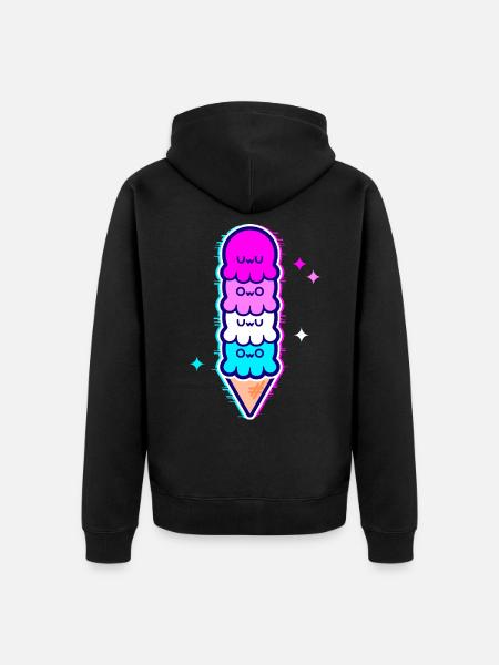 UwU Octopus ijs met femboy vlag glitter - Uniseks Premium bio ziphoodie - zwart