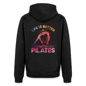 Pilates La vie est meilleure avec le cadeau Pilates - Veste à capuche bio Premium Unisexe - noir - Dos - Nico (187cm)