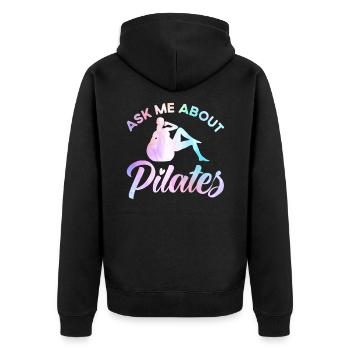 Pilates Posez-moi des questions sur Cadeau Pilates - Veste à capuche bio Premium Unisexe - noir - Dos - Nico (187cm)