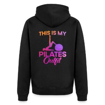 Pilates Ceci est mon cadeau de tenue Pilates - Veste à capuche bio Premium Unisexe - noir - Dos - Nico (187cm)
