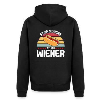 Arrête de regarder ma saucisse Hot Dog Geschen - Veste à capuche bio Premium Unisexe - noir - Dos - Nico (187cm)