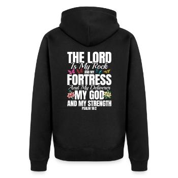 Religious Inspirational Bible Verse Gift - Unisex Premium Organic Zip Hoodie - black - Back - Nico (187cm)