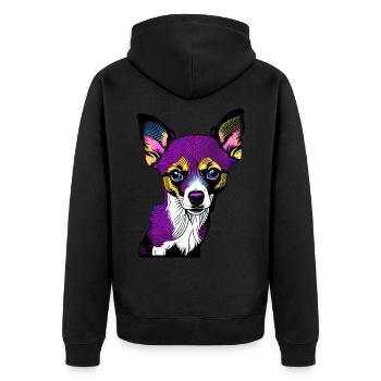 Glücklicher Hund. Glückliche Hunde. Chihuahua! - Unisex Premium Bio Zip Hoodie - Schwarz - Hinten - Nico (187cm)