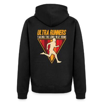 Coureur d’ultramarathon Ultramarathon Trail Running Ges - Veste à capuche bio Premium Unisexe - noir - Dos - Nico (187cm)