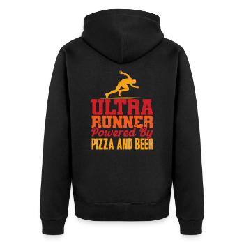 Trailrunning Ultralauf Ultramarathon Geschenk - Unisex Premium Bio Zip Hoodie - Schwarz - Hinten - Nico (187cm)