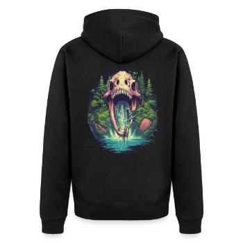 Dinosaur Dinosaur Fossil Carnivor T-Rex - Unisex Premium Organic Zip Hoodie - black - Back - Nico (187cm)