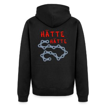 Hätte Hätte Fahrradkette - Unisex Premium Bio Zip Hoodie - Schwarz - Hinten - Nico (187cm)