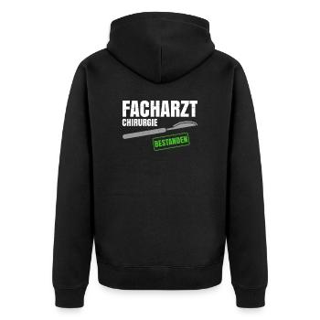 Facharzt Chirurgie - Unisex Premium Bio Zip Hoodie - Schwarz - Hinten - Nico (187cm)
