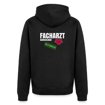 Facharzt Kardiologie - Unisex Premium Bio Zip Hoodie - Schwarz - Hinten - Nico (187cm)