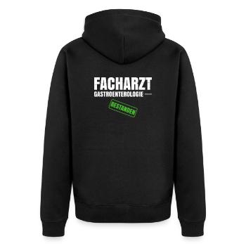 Facharzt Gastroenterologie - Unisex Premium Bio Zip Hoodie - Schwarz - Hinten - Nico (187cm)