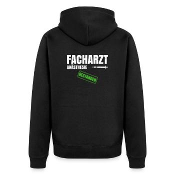 Facharzt Anästhesie - Unisex Premium Bio Zip Hoodie - Schwarz - Hinten - Nico (187cm)