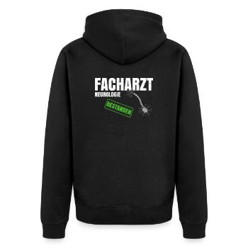 Facharzt Neurologie - Unisex Premium Bio Zip Hoodie - Schwarz - Hinten - Nico (187cm)