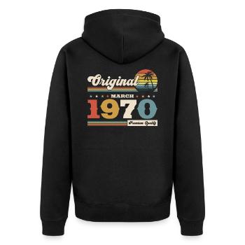 55ème anniversaire cadeau mari Vintage mars 1970 - Veste à capuche bio Premium Unisexe - noir - Dos - Nico (187cm)