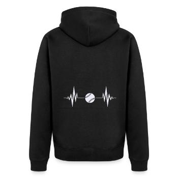 Baseball Herzschlag - Unisex Premium Bio Zip Hoodie - Schwarz - Hinten - Nico (187cm)