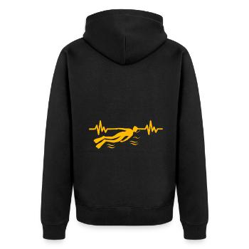 Heartbeat Swimmer - Diver Water Sports Athlete - Unisex Premium Organic Zip Hoodie - black - Back - Nico (187cm)