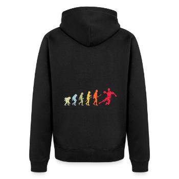 Handball Handballer Evolution Retro Vintage - Unisex Premium Bio Zip Hoodie - Schwarz - Hinten - Nico (187cm)