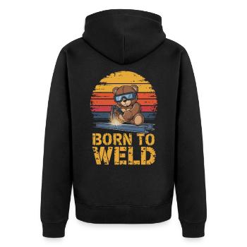 Teddybär Schweißer schweißen Stahlbau Metallbau - Unisex Premium Bio Zip Hoodie - Schwarz - Hinten - Nico (187cm)