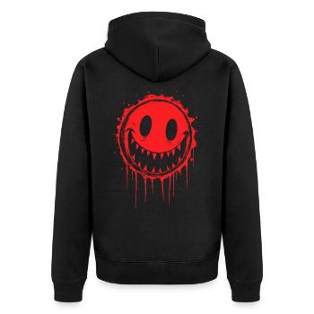 Smile Face - Unisex Premium Bio Zip Hoodie - Schwarz - Hinten - Nico (187cm)