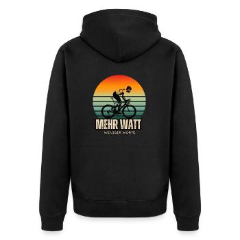 Lustiger Rennrad Spruch - Mehr Watte weniger Worte - Unisex Premium Bio Zip Hoodie - Schwarz - Hinten - Nico (187cm)