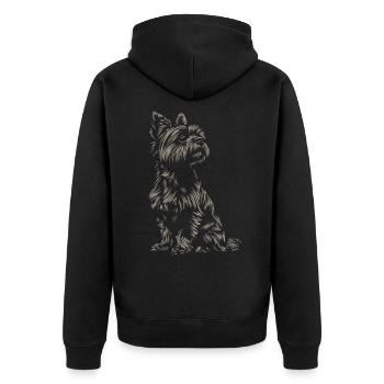Yorkshire Terrier Silhouette - Unisex Premium Bio Zip Hoodie - Schwarz - Hinten - Nico (187cm)