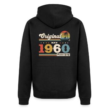 65ème Anniversaire Original Mai Millésime 1960 - Veste à capuche bio Premium Unisexe - noir - Dos - Nico (187cm)
