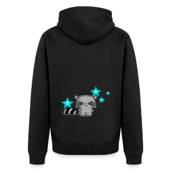 raton laveur mignon, enfants, kawaii, chemise de couchage, bébé - Veste à capuche bio Premium Unisexe - noir - Dos - Nico (187cm)
