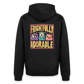 FRIGHTFULLY ADORABLE - Unisex Premium Organic Zip Hoodie - black - Back - Nico (187cm)