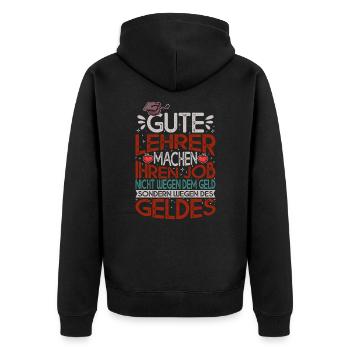 Lustiger Lehrer Grammatik Spruch für Schüler - Unisex Premium Bio Zip Hoodie - Schwarz - Hinten - Nico (187cm)