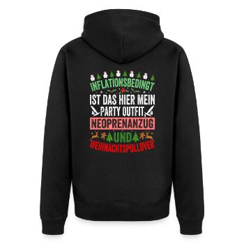 Aufgrund der Preiserhöhung - Weihnachtsspruch - Unisex Premium Bio Zip Hoodie - Schwarz - Hinten - Nico (187cm)