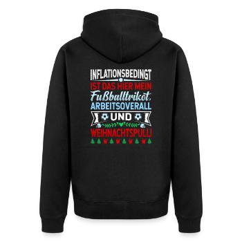 Aufgrund der Preiserhöhung - Weihnachtsspruch - Unisex Premium Bio Zip Hoodie - Schwarz - Hinten - Nico (187cm)