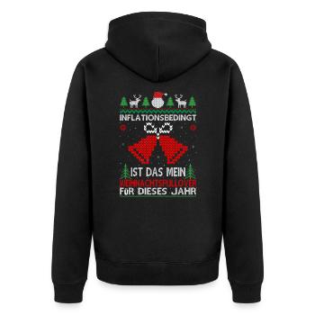 Aufgrund der Preiserhöhung - Ugly Christmas Pulli - Unisex Premium Bio Zip Hoodie - Schwarz - Hinten - Nico (187cm)