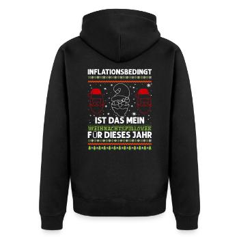 Aufgrund der Preiserhöhung - Ugly Christmas Pulli - Unisex Premium Bio Zip Hoodie - Schwarz - Hinten - Nico (187cm)