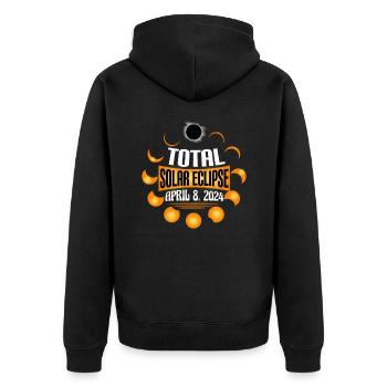 Totale Sonnenfinsternis Usa 8. April 2024 - Unisex Premium Bio Zip Hoodie - Schwarz - Hinten - Nico (187cm)