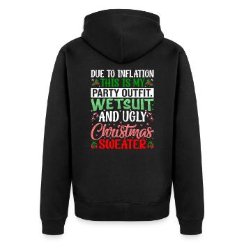 Aufgrund Der Inflation ist das mein Wetsuit - Unisex Premium Bio Zip Hoodie - Schwarz - Hinten - Nico (187cm)