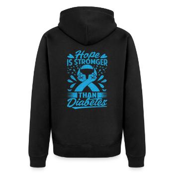 Hope Is Stronger Than Diabetes - Unisex Premium Bio Zip Hoodie - Schwarz - Hinten - Nico (187cm)