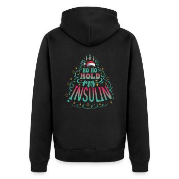 Ho ho hold my Insulin - Weihnachten Diabetes - Unisex Premium Bio Zip Hoodie - Schwarz - Hinten - Nico (187cm)