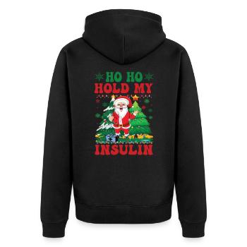 Ho ho hold my Insulin - Weihnachten Diabetes - Unisex Premium Bio Zip Hoodie - Schwarz - Hinten - Nico (187cm)