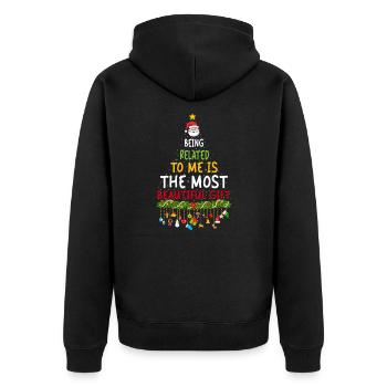 Être lié à moi - Dicton de Noël drôle - Veste à capuche bio Premium Unisexe - noir - Dos - Nico (187cm)