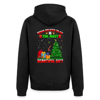 Being Related To Me – Funny Christmas Saying - Unisex Premium Organic Zip Hoodie - black - Back - Nico (187cm)