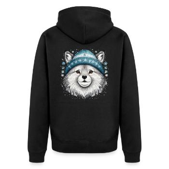 Ein Haustier in einem winterlichen Klima. - Unisex Premium Bio Zip Hoodie - Schwarz - Hinten - Nico (187cm)