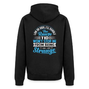 T1d Diabetes - I Handle The Range - Unisex Premium Bio Zip Hoodie - Schwarz - Hinten - Nico (187cm)