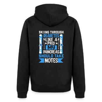 Skiing Through Diabetes Like A Pro My Pancreas - Unisex Premium Organic Zip Hoodie - black - Back - Nico (187cm)